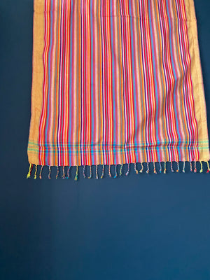 Kikoi Strandtuch long stripes light orange, yellow, red with yellow towel