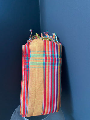 Kikoi Strandtuch long stripes light orange, yellow, red with yellow towel