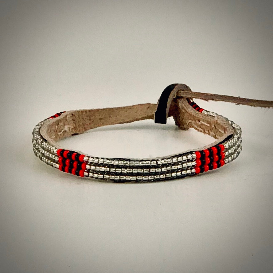 Armband silver/red&black