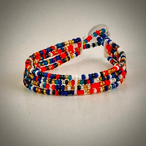 Massai-Armband mit Knopf / multicolor / red, gold, blue...