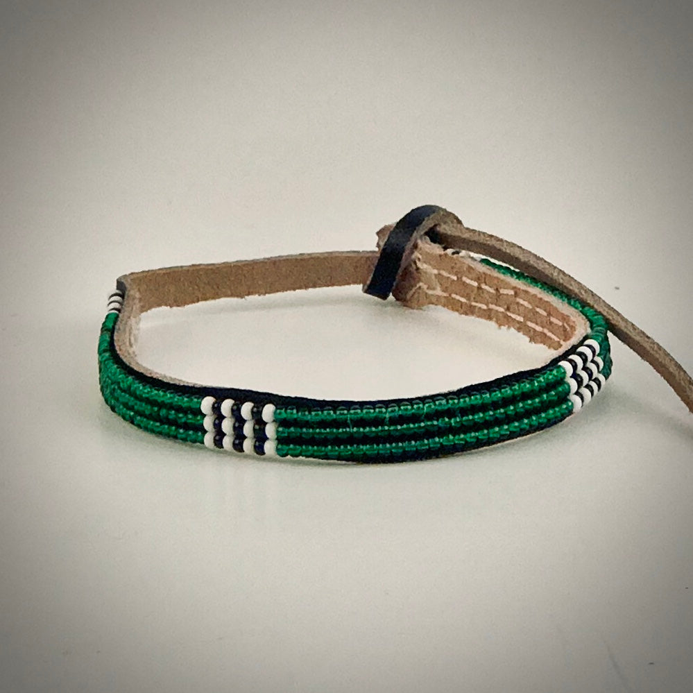 Armband metallic green with white/black