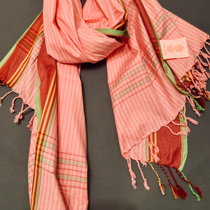 Schal - Soft kikoi pink striped