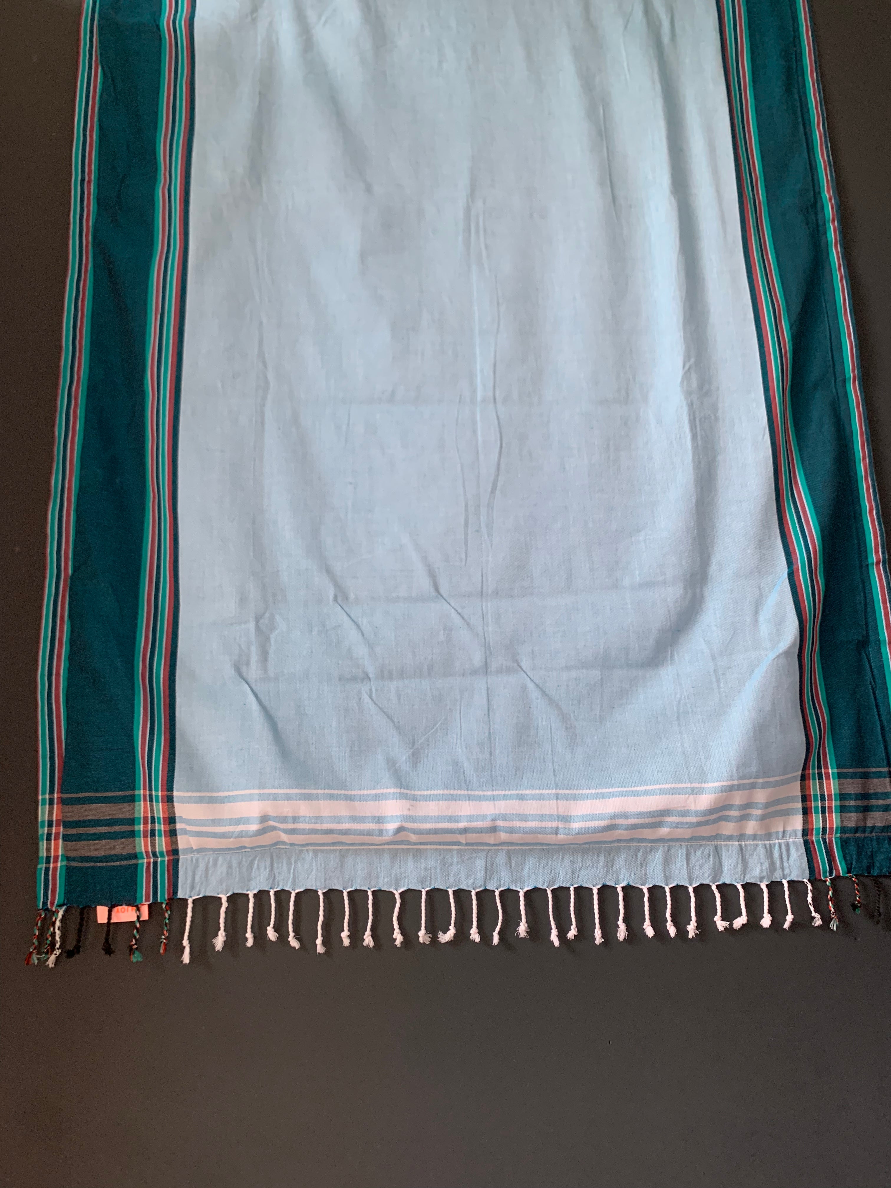 Kikoi Strandtuch light blue with blue/red/green frame and light blue towel