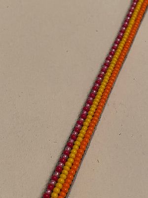 Armband orange/yellow/pink & red long stripes