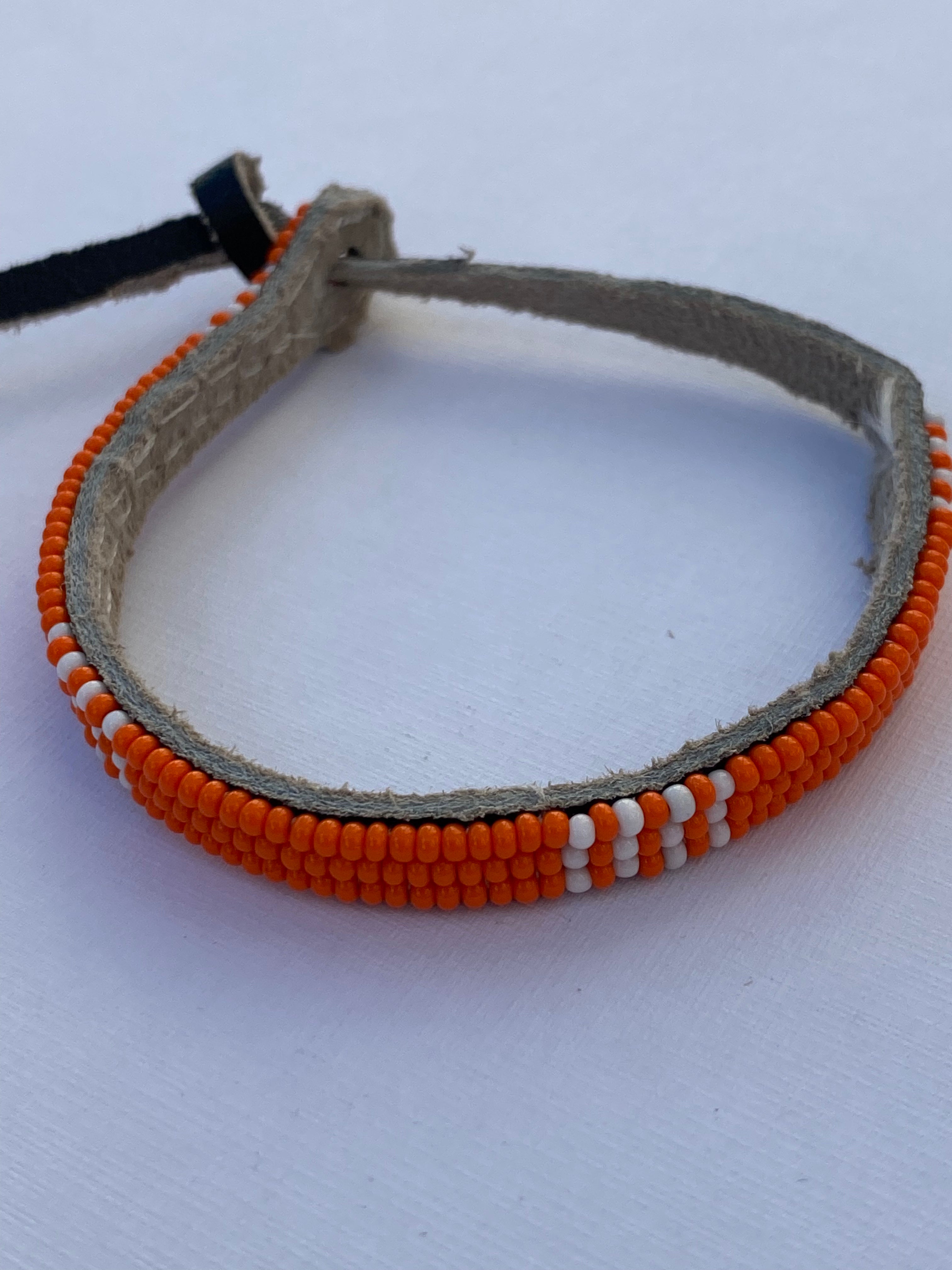 Armband orange with orange&white