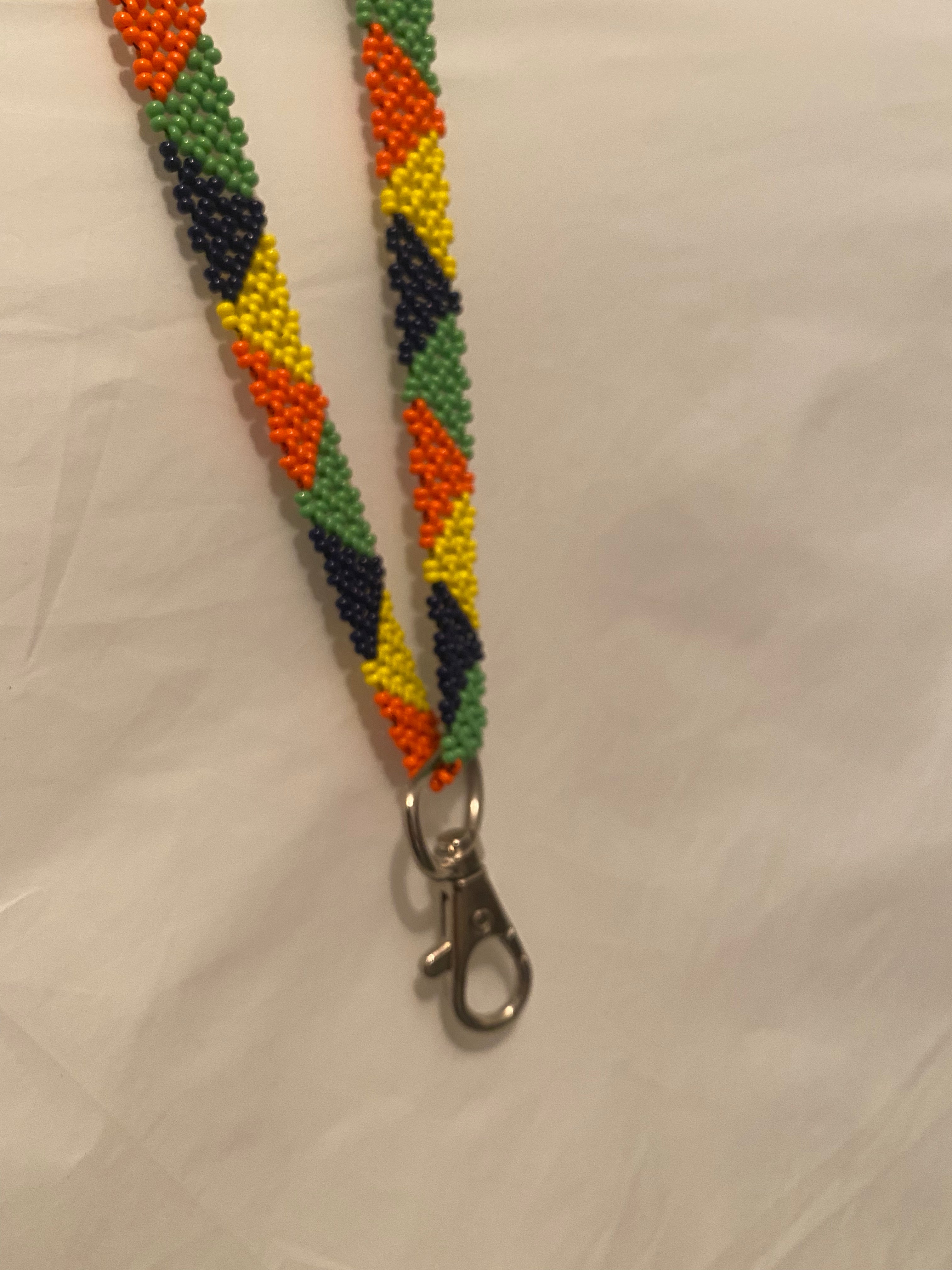 Schlüsselband aus Perlen - yellow/orange/green/dark blue