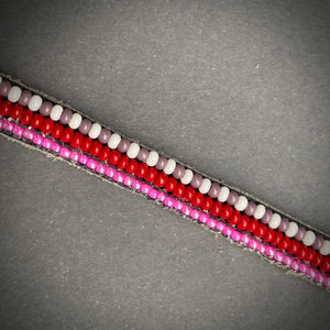 *neu* Armband pink/red/white&grey long stripes
