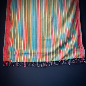 Kikoi Strandtuch red/green/decent blue & yellow multicolor stripes and red frame