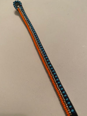 Armband orange/silver/light blue &dark blue long stripes