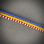 *neu* Armband blue/yellow/white&red long stripes