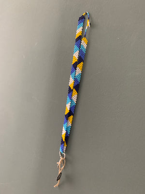 Schlüsselband aus Perlen - white/blue/yellow