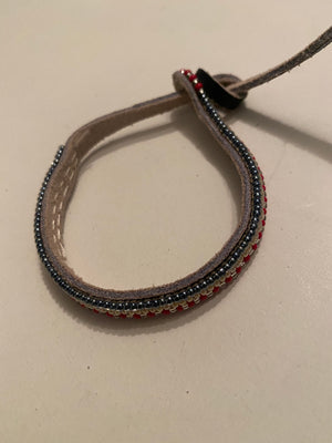 Armband grey/red/blue/shell white long stripes