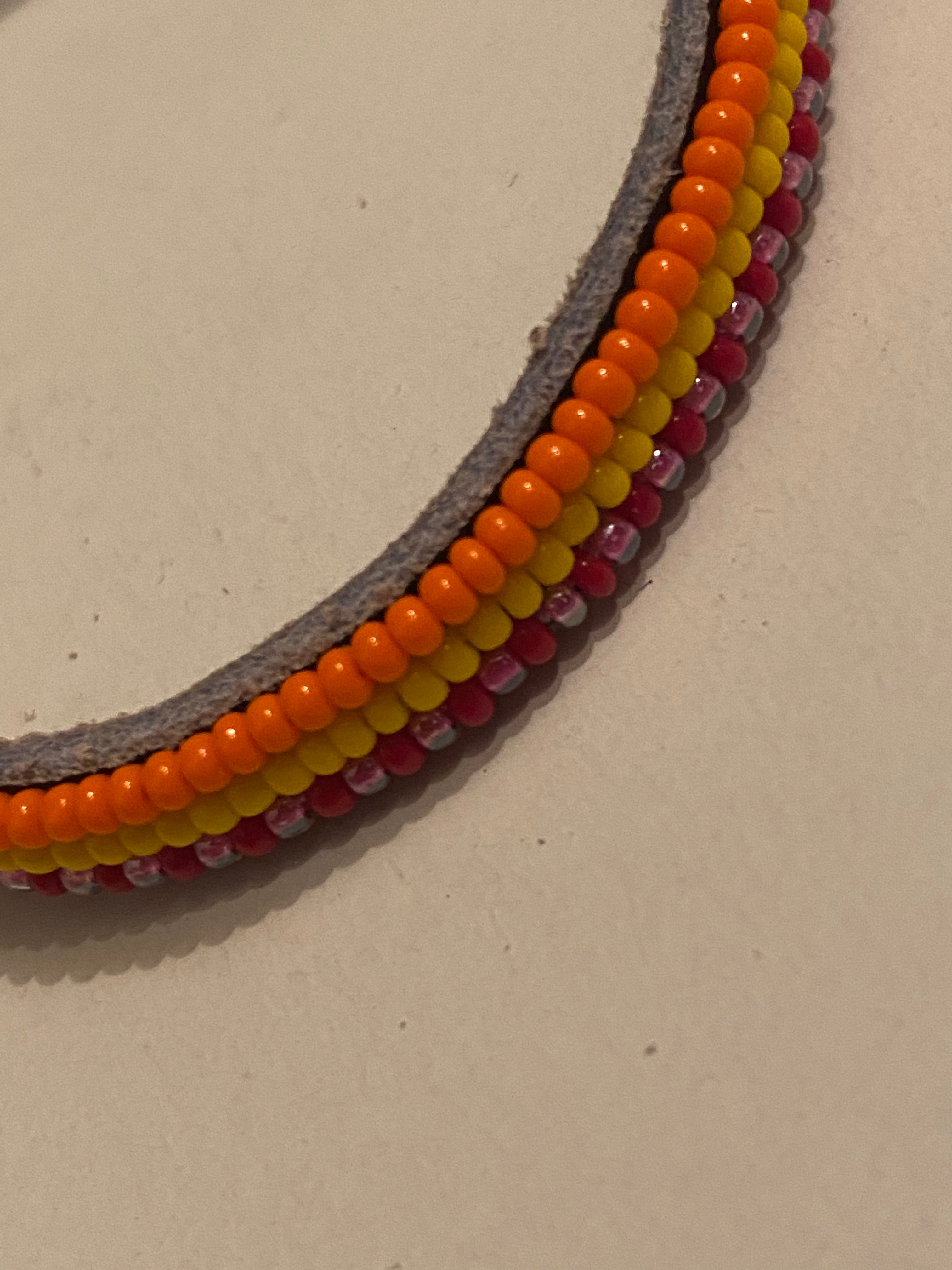 Armband orange/yellow/pink & red long stripes