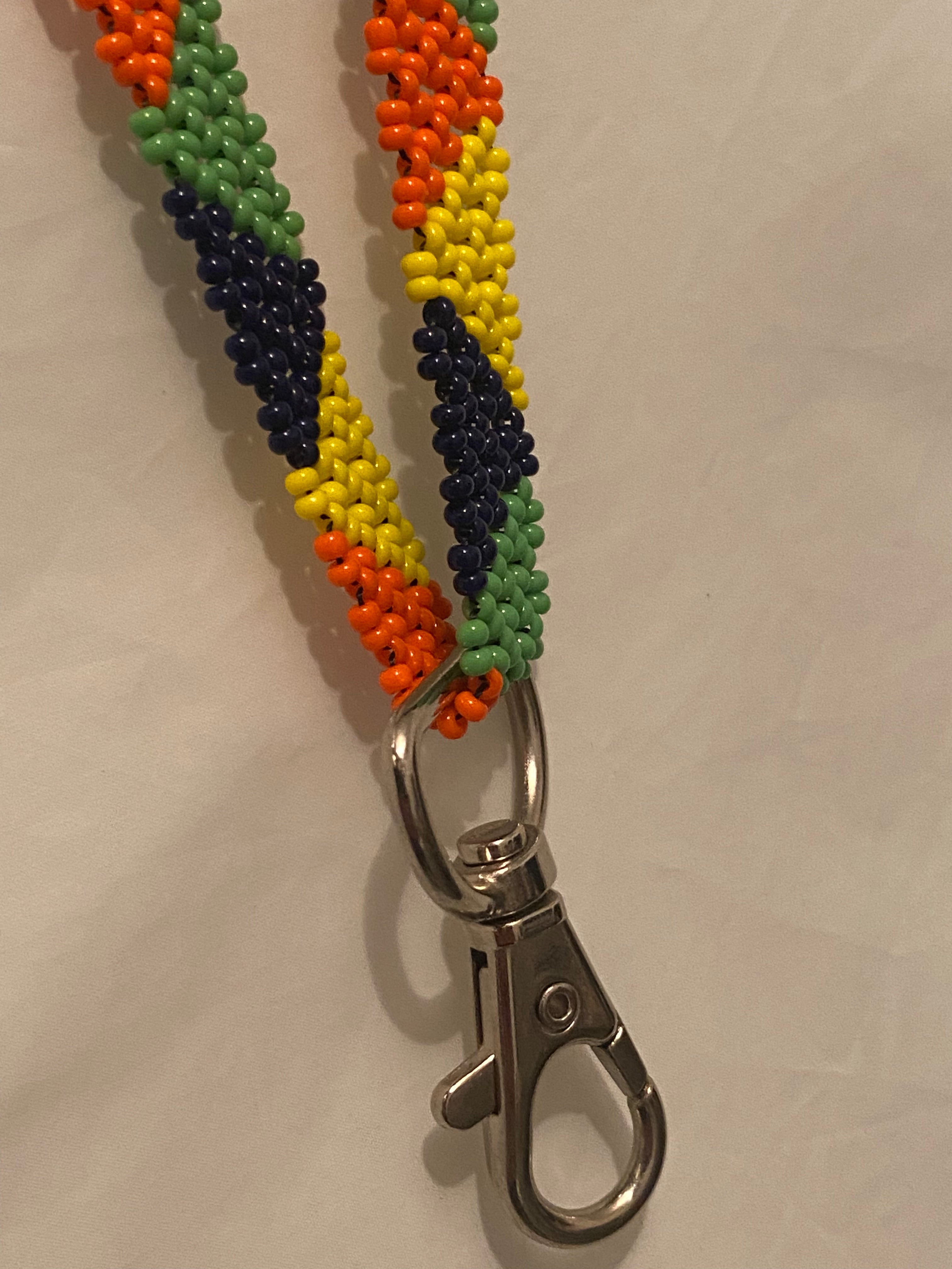 Schlüsselband aus Perlen - yellow/orange/green/dark blue